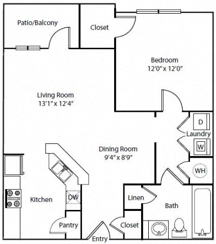 Floor plan layout diagram for 1B Renovation 3
